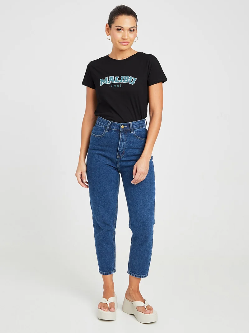 Closet By Styli Malibu Printed Regular Fit T-Shirt Black/Blue