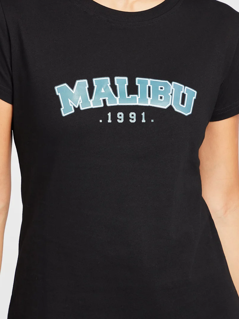 Closet By Styli Malibu Printed Regular Fit T-Shirt Black/Blue