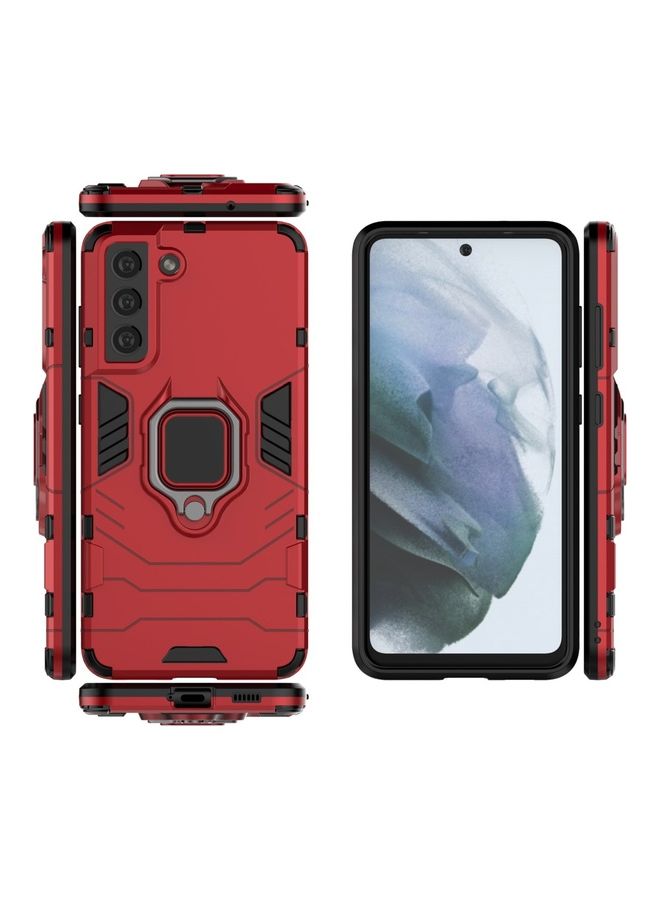 Protective Case Cover with Metal Ring for Samsung Galaxy S21 FE Red  - Image 1