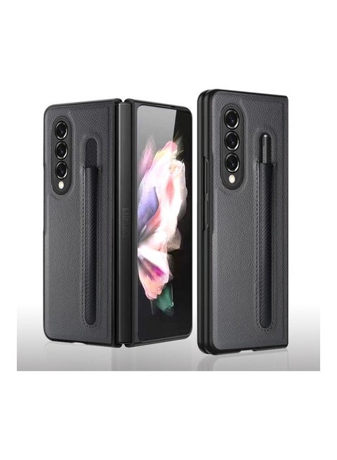 Protective Flip Magnetic Phone Case Cover with S-Pen Holder for Samsung Galaxy Z Fold 3 Black