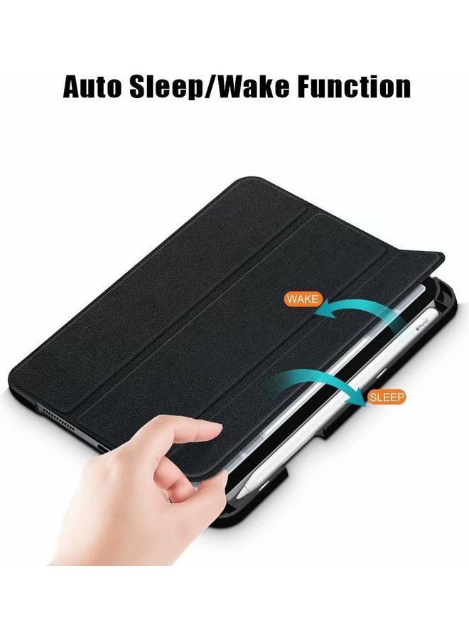 Smart Protective Cases for Apple iPad Mini 6 with Pencil Holder Black - Image 2