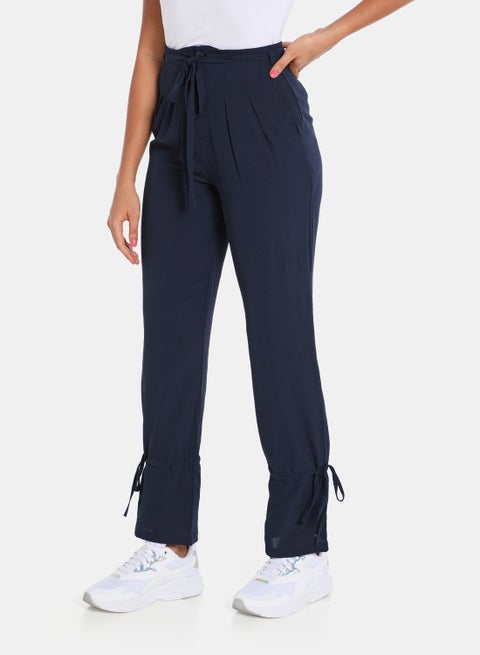 Tie-Up Waist Pants Navy Blue
