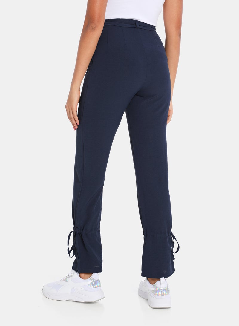 Tie-Up Waist Pants Navy Blue