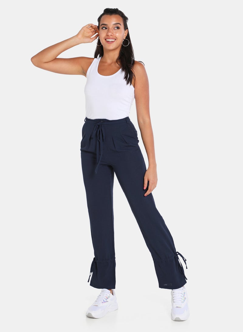 Tie-Up Waist Pants Navy Blue