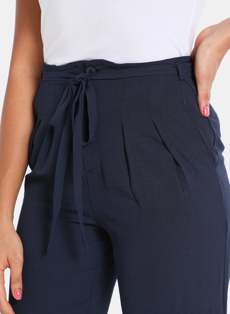Tie-Up Waist Pants Navy Blue