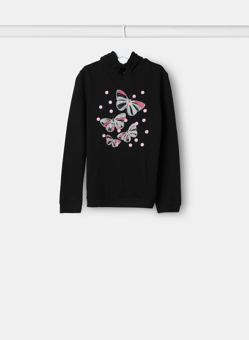 NEON - Girls Hoodie Jet Black - Image 1