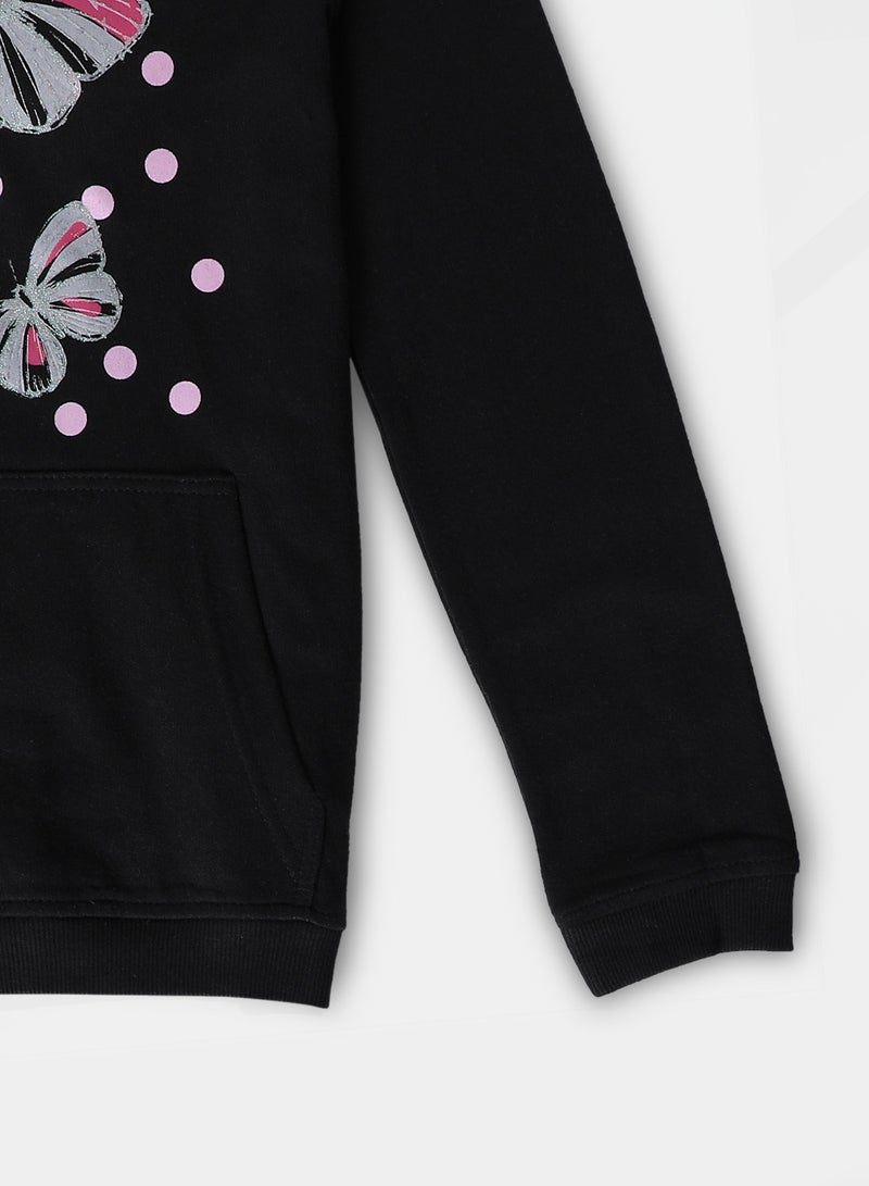 NEON - Girls Hoodie Jet Black - Image 1
