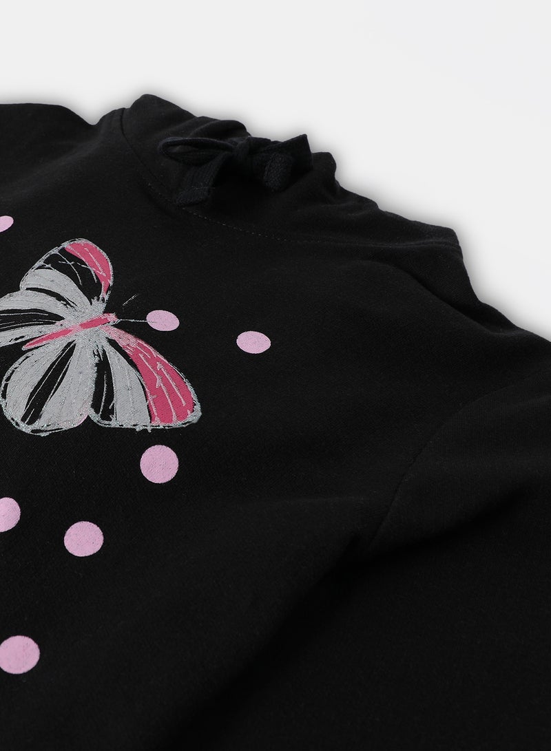 NEON - Girls Hoodie Jet Black - Image 1