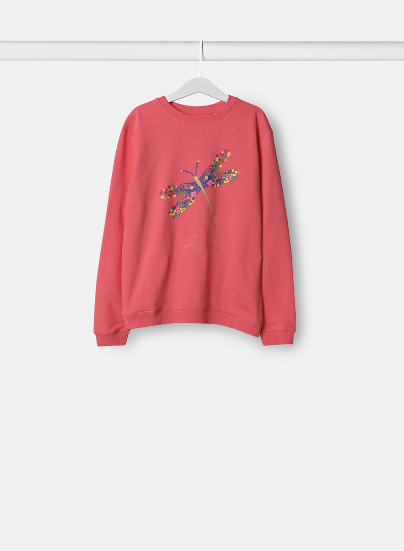 نيون  سويت شيرت للبنات وردي - Image 1