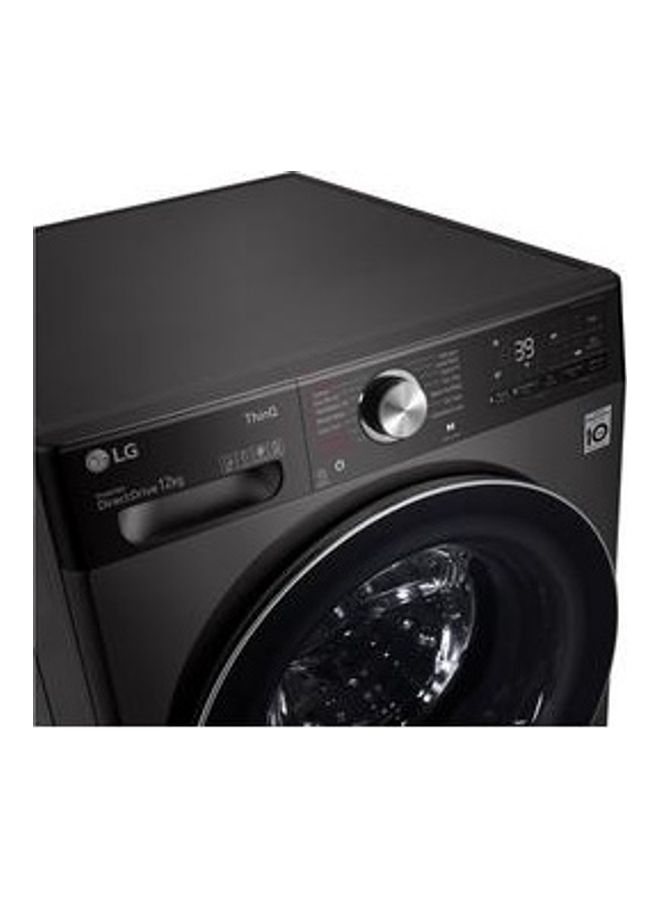 LG - Front Load Steam Washer With Wi-Fi Connectivity WFV1214BST1 Black Steel - Image 1