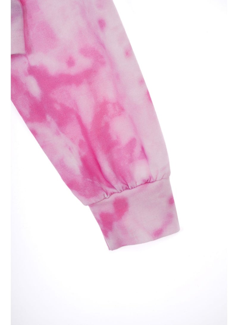 Aila - Women's Casual Long Sleeve Polyester Blend Tie-Dye With Hooded Neck Hoodies Sweat Shirts Pink - Image 1