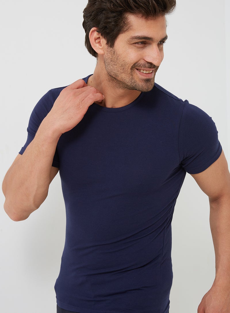DICE - Short Sleeve Undershirt Navy - Image 1