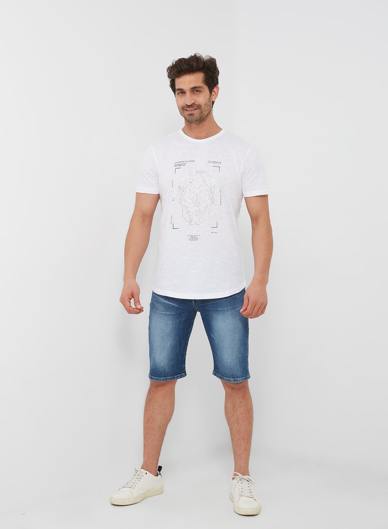 TOWN TEAM - Skull Graphic Print T-Shirt White - Image 1