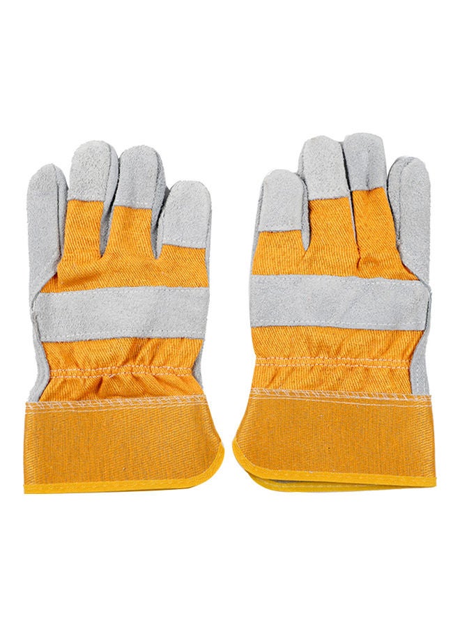 1-Pair Heat Resistant Cowhide Leather Welding Gloves Yellow 27.00 x 2.00 x 13.00cm - Image 1
