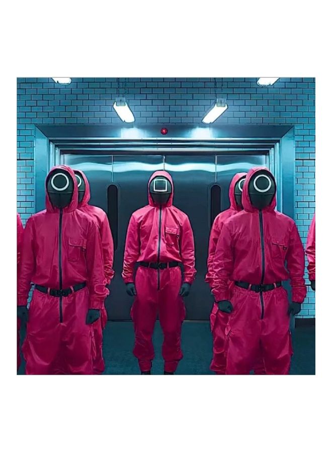 زي تنكري من مسلسل "Squid Game" مع قناع وقفازات وحزام مقاس XL شائع في جميع أنحاء العالم 175X185سم - Image 3