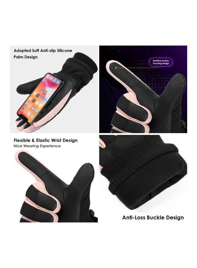 Generic 1-Pair Plush Lining Non-Slip Touching Screen V-Elcro Wrist Gloves 32.00 x 7.00 x 19.00cm - Image 2