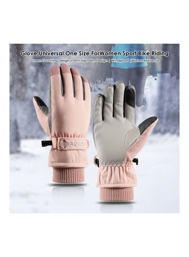 Generic 1-Pair Plush Lining Non-Slip Touching Screen V-Elcro Wrist Gloves 32.00 x 7.00 x 19.00cm - Image 3