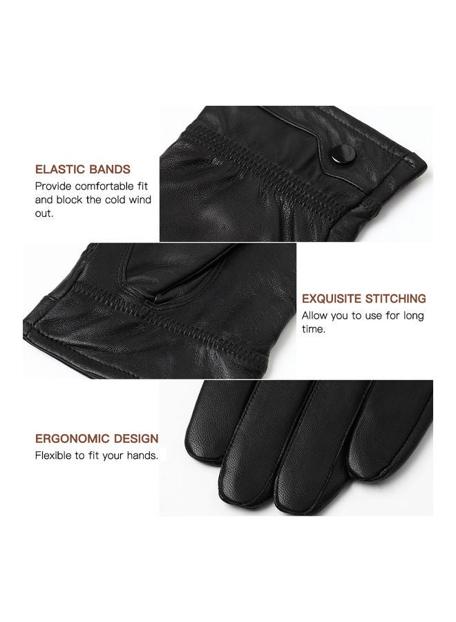 Men Water Resistant Touchscreen Sheepskin Leather Gloves L - Image 2