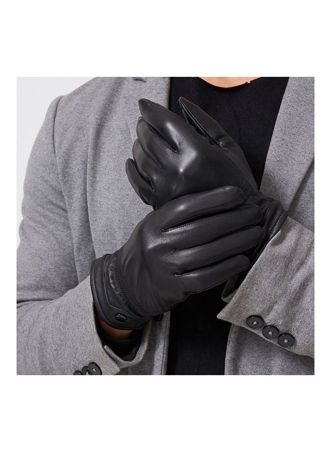 Men Water Resistant Touchscreen Sheepskin Leather Gloves L - Image 3