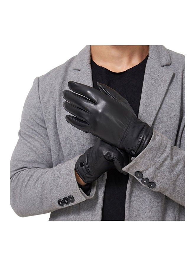 قفازات شتوية من جلد الغنم مقاومة للماء للرجال XL - Image 3