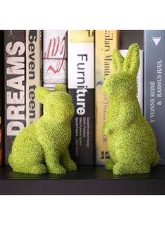 Tomfeel Flocking Bunny Rabbit Sculpture Dark green 24x10x11cm  - Image 3
