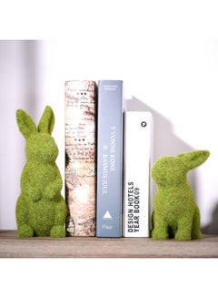 Tomfeel Flocking Bunny Rabbit Sculpture Dark green 24x10x11cm  - Image 5