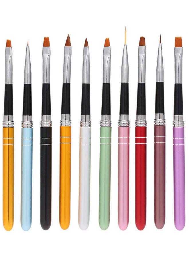 طقم فرش طلاء احترافية لتزيين الأظافر مكون من 10 قطع متعدد الألوان - Image 1