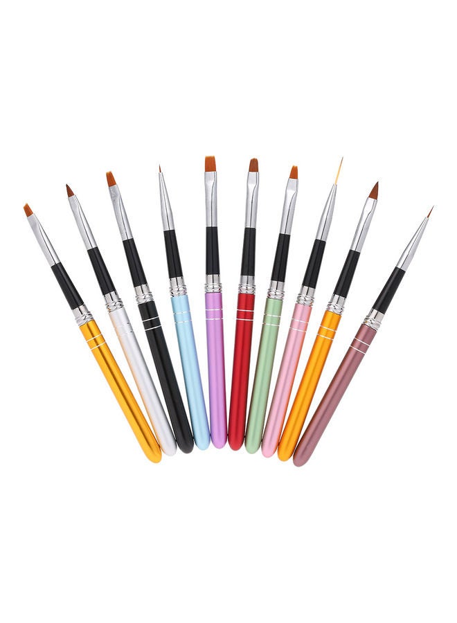 طقم فرش طلاء احترافية لتزيين الأظافر مكون من 10 قطع متعدد الألوان - Image 2