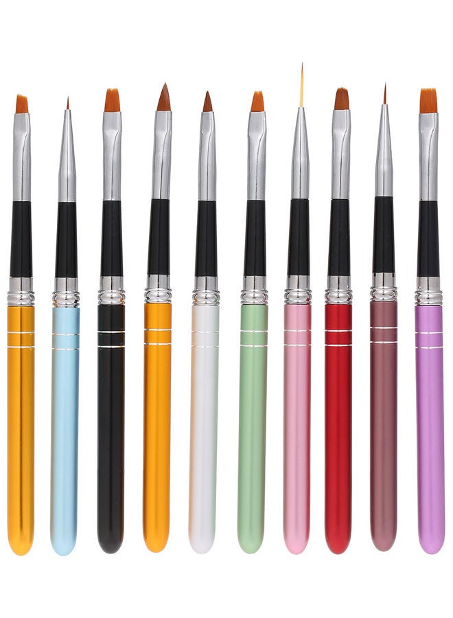 طقم فرش طلاء احترافية لتزيين الأظافر مكون من 10 قطع متعدد الألوان - Image 3