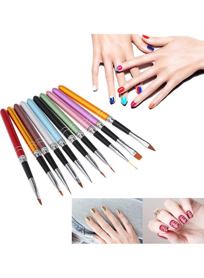 طقم فرش طلاء احترافية لتزيين الأظافر مكون من 10 قطع متعدد الألوان - Image 5