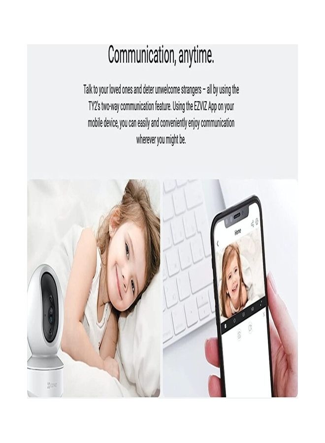 إيزفيز كاميرا واي فاي داخلية ذكية TY2 بدقة FHD 1080، تغطية بصرية بزاوية 360 درجة، رؤية ليلية ذكية مع الأشعة تحت الحمراء الذكية - Image 4