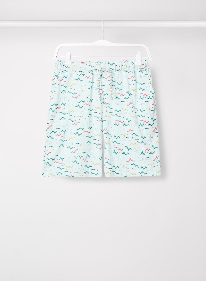 RAHA Girls Printed Casual Cotton Lowers Shorts Blue - Image 1