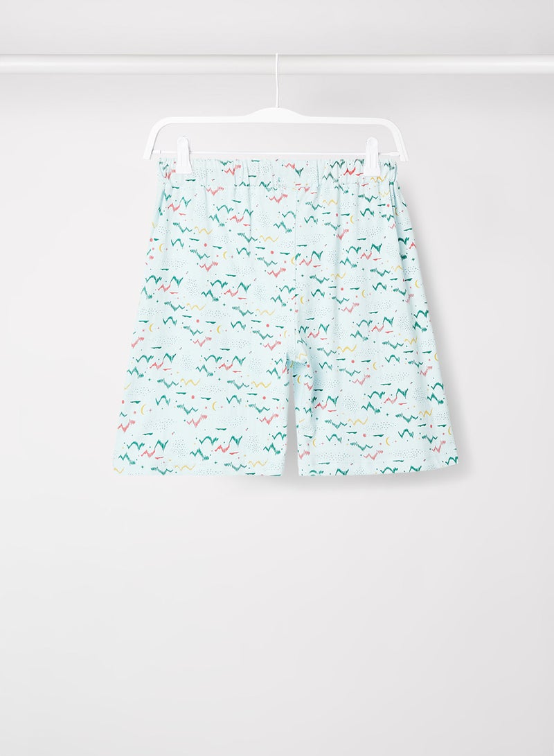 RAHA Girls Printed Casual Cotton Lowers Shorts Blue - Image 2