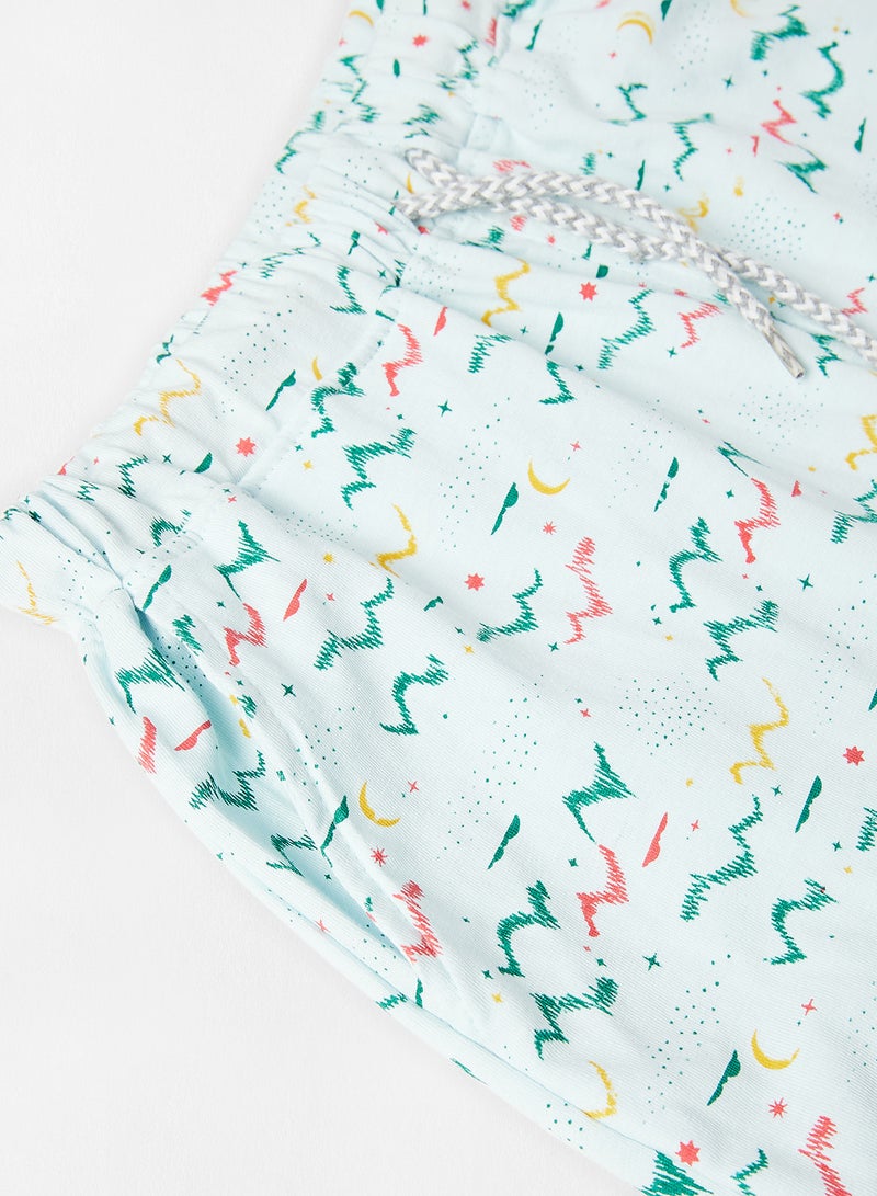 RAHA Girls Printed Casual Cotton Lowers Shorts Blue - Image 3