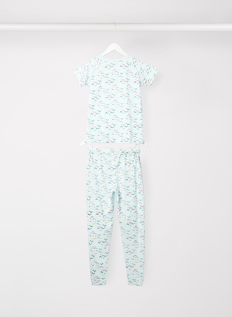 RAHA - Boys Printed T-Shirt And Jogger Set Green - Image 1