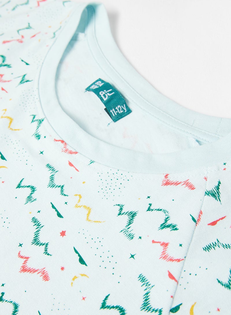 RAHA - Boys Printed T-Shirt And Jogger Set Green - Image 1