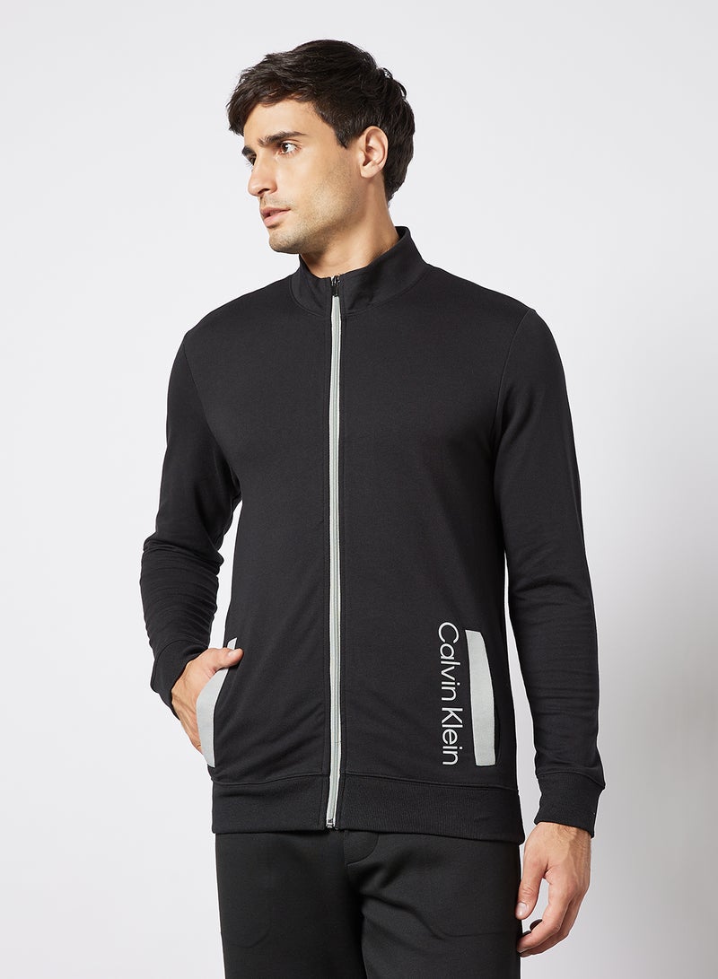 كالفن كلاين جاكيت بسحاب مزين بشعار العلامة التجارية أسود - Image 1