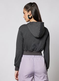 Aila Solid Design Casual Wear Long Sleeve Hoody Dark Grey  - Image 2
