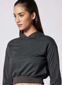Aila Solid Design Casual Wear Long Sleeve Hoody Dark Grey  - Image 4