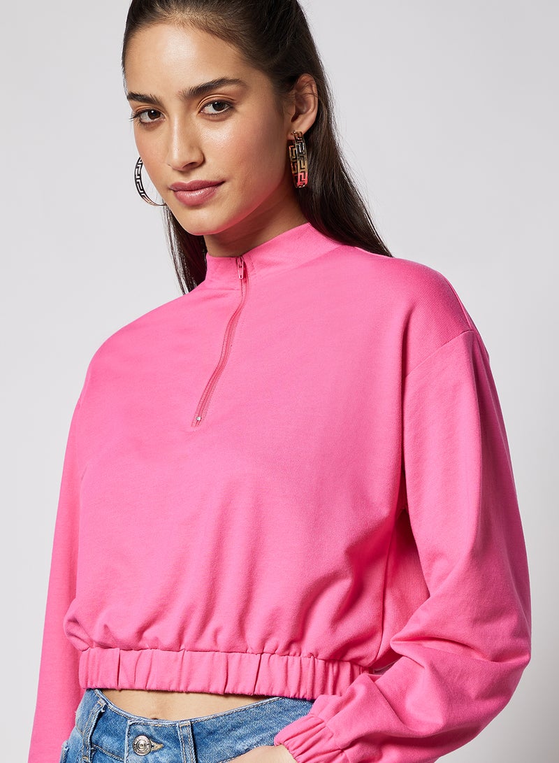Aila Women's Casual Zipper Design Long Sleeve Jacket Fuchsia  - Image 4