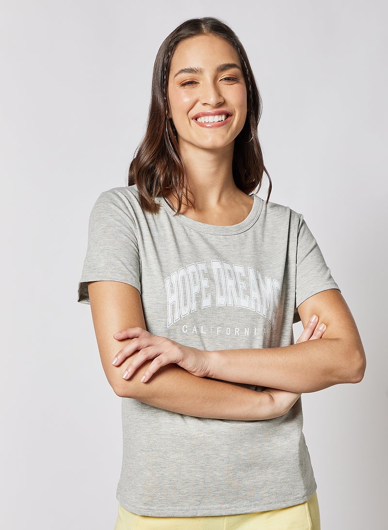 Aila Graphic Printed T-Shirt Light Grey  - Image 1