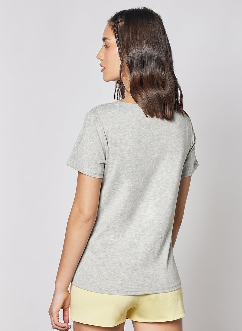 Aila Graphic Printed T-Shirt Light Grey  - Image 2