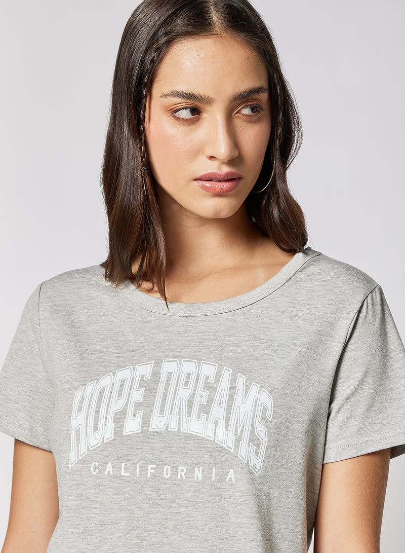 Aila Graphic Printed T-Shirt Light Grey  - Image 4