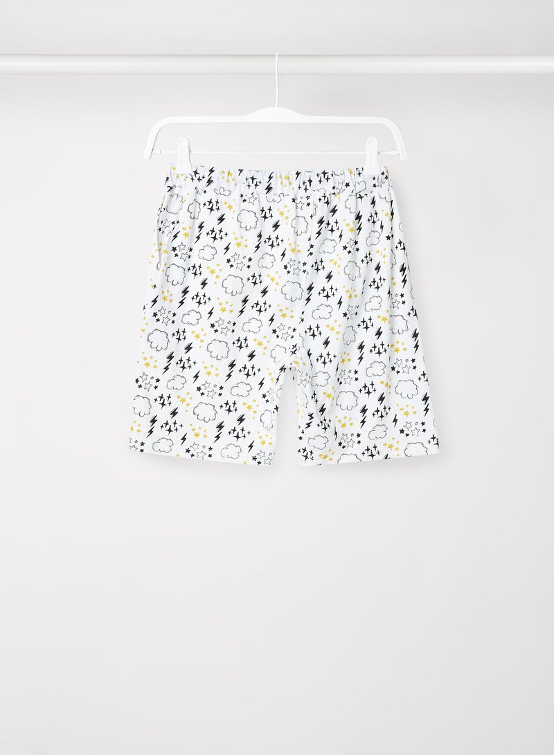 RAHA Girls Printed Lowers Cotton Shorts White  - Image 2