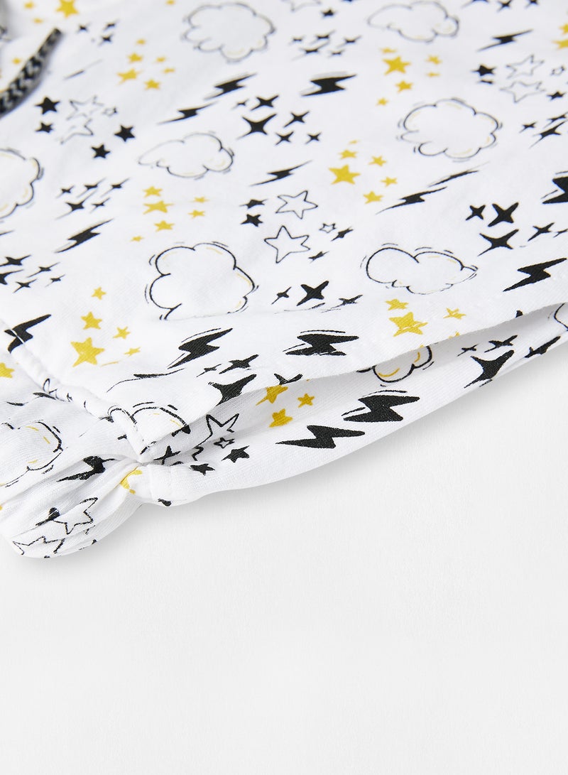 RAHA Girls Printed Lowers Cotton Shorts White  - Image 3