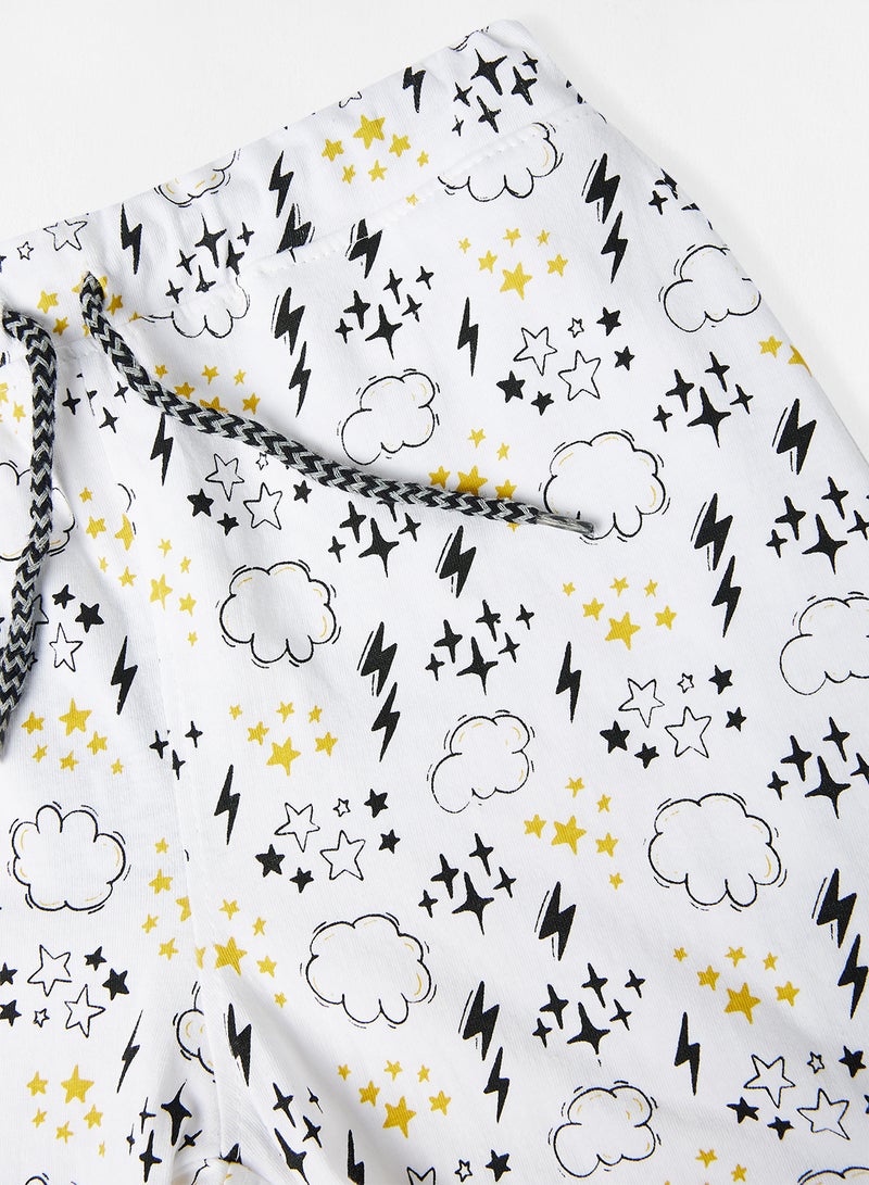 RAHA Girls Printed Lowers Cotton Shorts White  - Image 4
