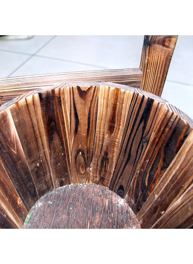 LINGWEI Tricycle-Shaped Wooden Flower Pot Brown 65x65x35cm - Image 3