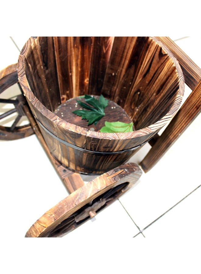 LINGWEI Tricycle-Shaped Wooden Flower Pot Brown 65x65x35cm - Image 4