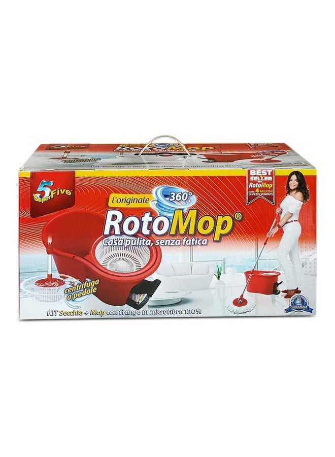 SUPER 5 - Roto Mop Kit With Pedal Trolley Red - Image 1