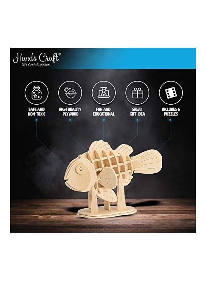 Hands Craft Pack Of 6 Sea Animals DIY 3D Wooden Puzzle Bundle Set 14inch - Image 3